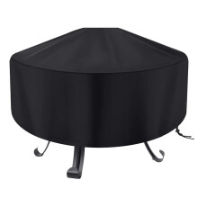 Outdoor Fire Pit Cover 97x56cm Waterproof and Sun Circular BBQ Stove Dust Cover