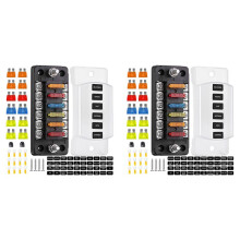 2X 6 Way Fuse Block Blade Fuse Box with Negative Bus - ATC/ATO for Boat Yacht Vehicle Auto RV Car Trailer Truck SUV
