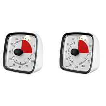 2X 60-Minuten Timer, Klassikale Klassikale Timer, Afteltimer voor Kinderen en Volwassenen, Tijdmanagementtool voor Lesgeven in Zwart