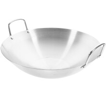 1Pc Stainless Steel Binaural Wok Frying Pan Kitchen Utensil