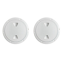2X Circular Non Slip Inspection Hatch-Boat Hatch Deck Plate with Detachable Cover for RV Marine Boat Kayaks-4Inch White