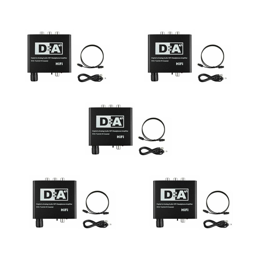 5X 192Khz Digital Optical Coaxial Toslink To Analog Rca 3.5Mm Audio Hifi Converter With Spdif 6032646111738