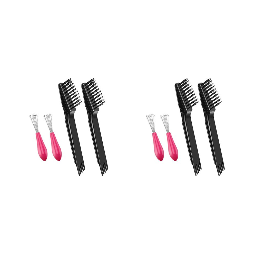 Black 8Pcs Hair Brush Cleaning Tool Comb Cleaning Hairbrush Hair Brush Cleaner Rake For Removing Dirt Home And Salon Use