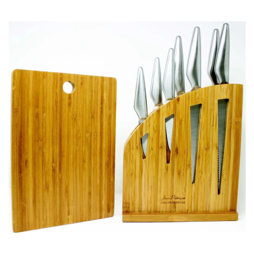 Stylish Durable 7-Piece Bamboo Knife Block & Board
