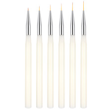 6Pcs Nail Art Liner Pens White Aluminum Manicure Drawing Brush Tools
