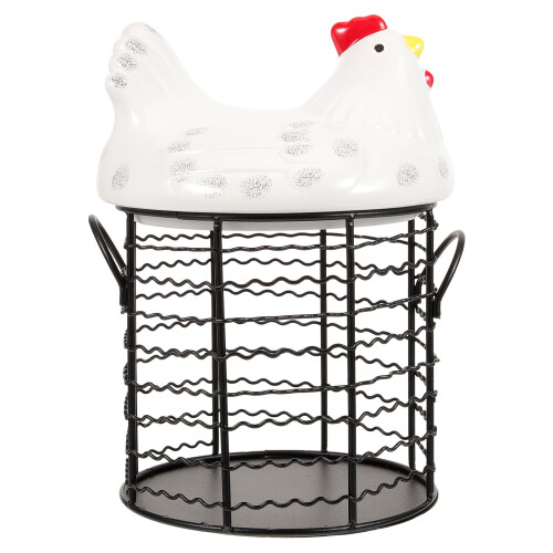 Fruit Storage Egg Basket With Hen Shaped Lid 1pack