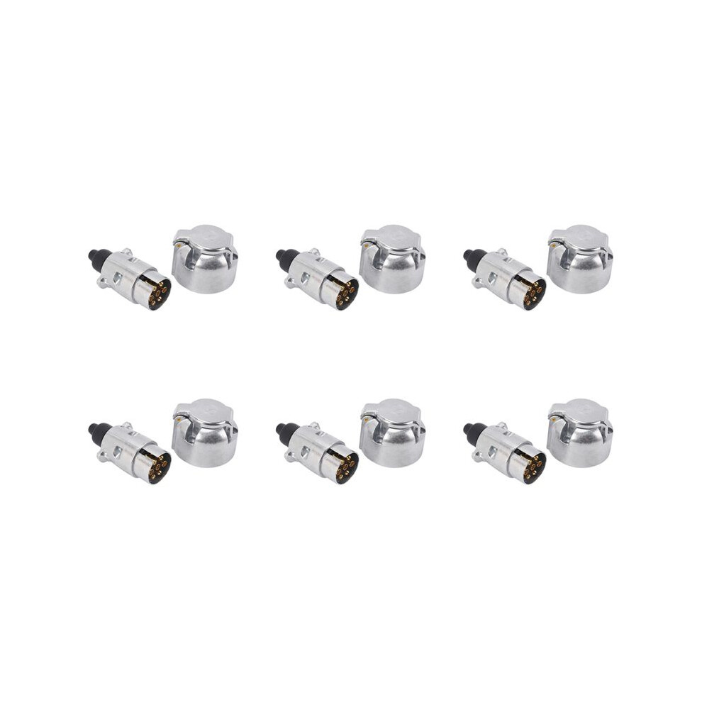 6X Trailer Accessories- 7 Pin Trailer Plug 12V Rv Sockets Towbar Towing 7Pin Metal Trailer Connectors 6032396841282