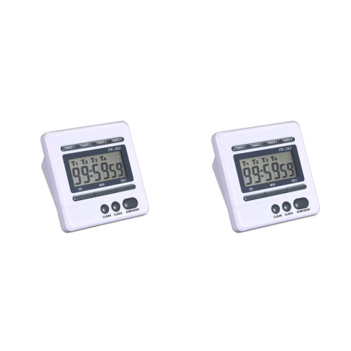 2X Digital Countdown Timer 4 Channel Count  Down Kitchen Cooking Timer Clock