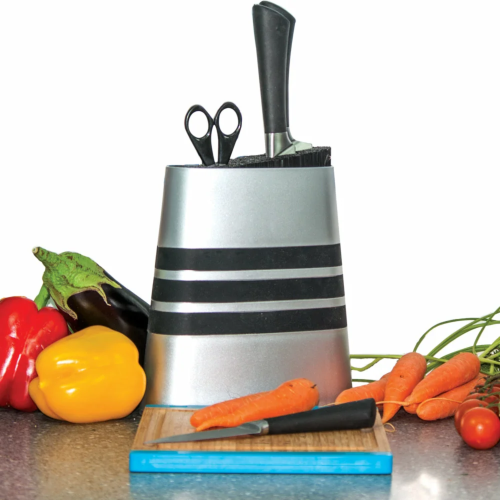Stylish Design Silver & Black 8.5 Inch Knife Block