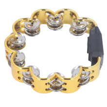 Gold Double Row Floral Tambourine with Jingles for Kids & Parties