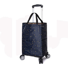 Foldable Shopping Trolley Bag with 4 Swivel Wheels, Insulated Rolling Grocery Cart, Heavy‑Duty Aluminum Frame for Supermarket and Travel