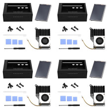 4 Set 3.5 Inch MHS Touch Screen for Raspberry Pi 5, with Metal Case and Active Cooler Black Radiator