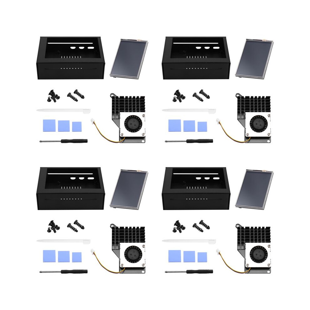 Photos - Other Components 4 Set 3.5 Inch MHS Touch Screen for Raspberry Pi 5, with Metal Case and Active Cooler Black Radiator