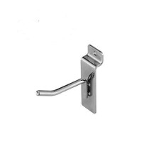 Slatwall Display Hooks 4 Inch Chrome Single Rod 16 Pack for Retail and Garage Organization