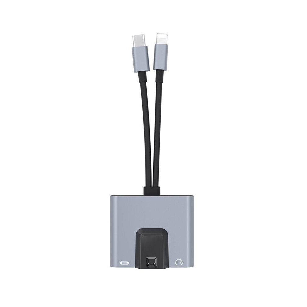 Type-C To 3.5Mm Rj45 Hub Usb C To Ethernet Lan Network Adapter With Audio Port Docking Station For Phone Laptop Pc 6031006302434