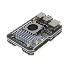 For Raspberry Pi 5 Acrylic Case with Aluminum Heat Sink Supports Active Cooler for RPi 5 Accessories Black