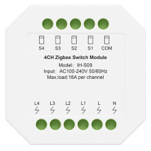 Module Relais Intelligent Zigbee 16 A IH-S09 AC100-240 V, Télécommande Tuya Life pour Système Domotique 4 Canaux