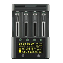Lii-600 Charger for 18650/21700/26650/AA/AAA/Ni-MH/Li-Ion, LCD Display, Fast Charging, 4-Slot Independent EU Plug