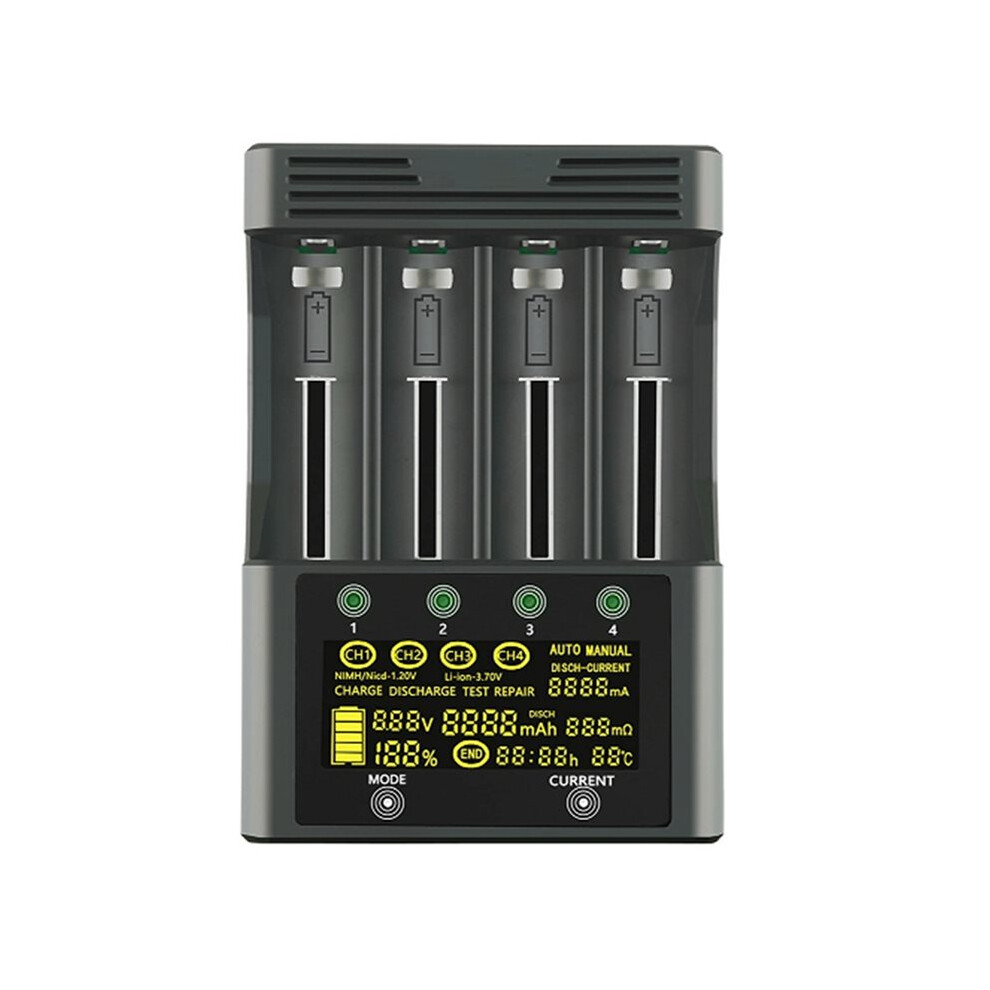 Photos - Other for Computer Lii-600 Charger for 18650/21700/26650/AA/AAA/Ni-MH/Li-Ion, LCD Display, Fast Charging, 4-Slot Independent EU Plug