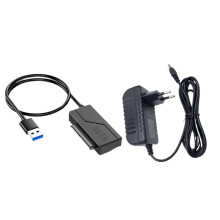 to USB 3.0 Adapter Cable with Power Adapter External Hard Drive Cable for 3.5"/2.5" SSD/HDD III Cable EU Plug