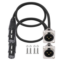 2er-Pack XLR-Durchgangskabel, Stagebox, 3-Polig, D-Typ XLR-Buchse auf Stecker für Patchpanel, Bodenbox
