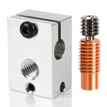 PT100 V6 Heated Block Aluminum Brass Copper Plated Heatblock PT100 V6 Sock Throat Bimetal Heatbreak Aluminum