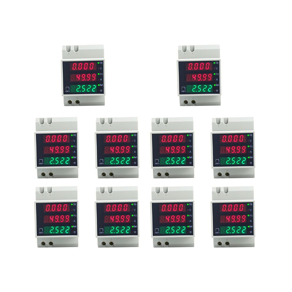 10X D52-2058 Wattmeter Din Rail Volt Current Meter Power Factor Digital Meter Ac80-300V Kwh Hz Meter 0-100A,B 4711383663336