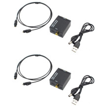 2X Optischer Koaxialer Toslink Digital-Analog Audio Konverter Adapter RCA L / R 3,5mm