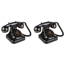 2X Retro Landline Telephone,Old Fashioned Vintage Landline Phones with Classic Metal Bell Retro Telephone for Home