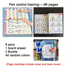 (Pen Control Training) 96 Seiten wiederverwendbare Kontrollstift-Trainingsbücher, 8 Stifte, Puzzle-Lernarbeitsbuch, Erlernen der Entwicklung von