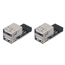 2X 9Pin to 2 Port USB Adapter Connector PC Internal Motherboard 9Pin to USB2.0 Type A Female Converter for Computer