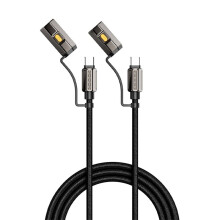 240W USB Type-C Charging Cable with Cigarette Lighter & Flashlight, 4-in-1 Fast Charging Cable for Car Outdoor Camping