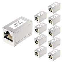 10pcs RJ45 Cat6 Coupler Shielded 10-Pack, Ethernet Cable Extender for High-Speed Network