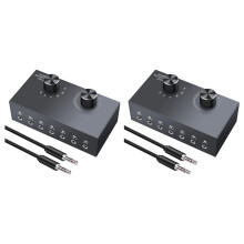 2X 6 Poorten 3,5 mm Audioschakelaar Bidirectioneel 3,5 mm Audioschakelaar Ondersteuning 1 in 6 Uit of 6 in 1 Uit, voor Pc-Telefoonhoofdtelefoon