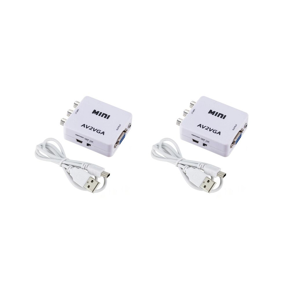 2X Av (Rca) To Vga Audio Video Converter,Support Resolution 1080P /720P,With 3.5 Mm Audio Audio Input Port,For Stb Tv Pc 6032049794460