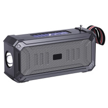 Dual Solar Power Rechargeable  Speaker with Flashlight Column TF USB Audio System FM Radio for Outdoor Camping