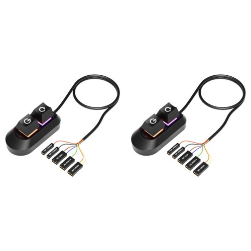 2X RGB LED Lights Computer Desktop  PC Motherboard External Start Power /Off and Reset Button Extension Cable B