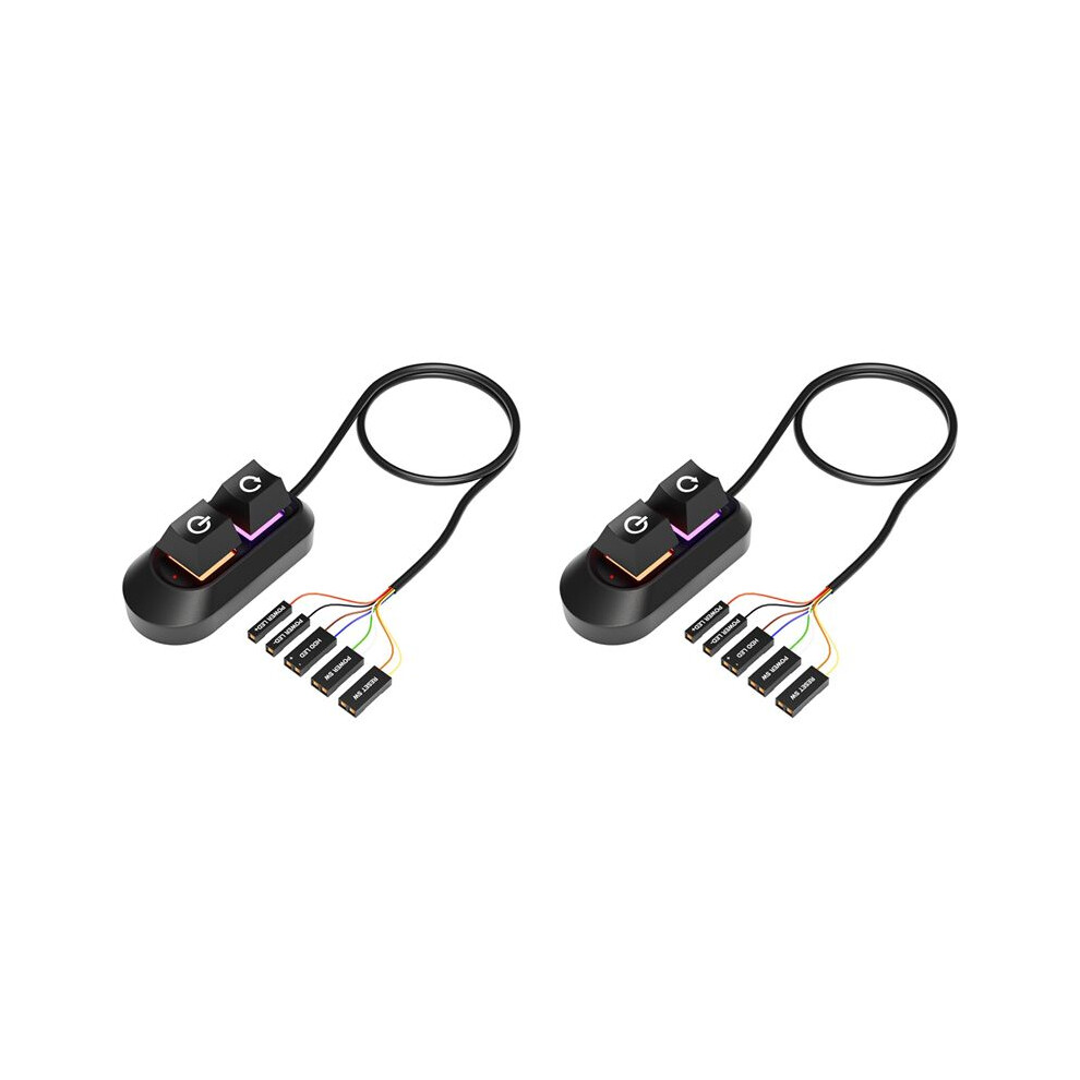 2X Rgb Led Lights Computer Desktop Pc Motherboard External Start Power /Off And Reset Button Extension Cable B 4712536708812
