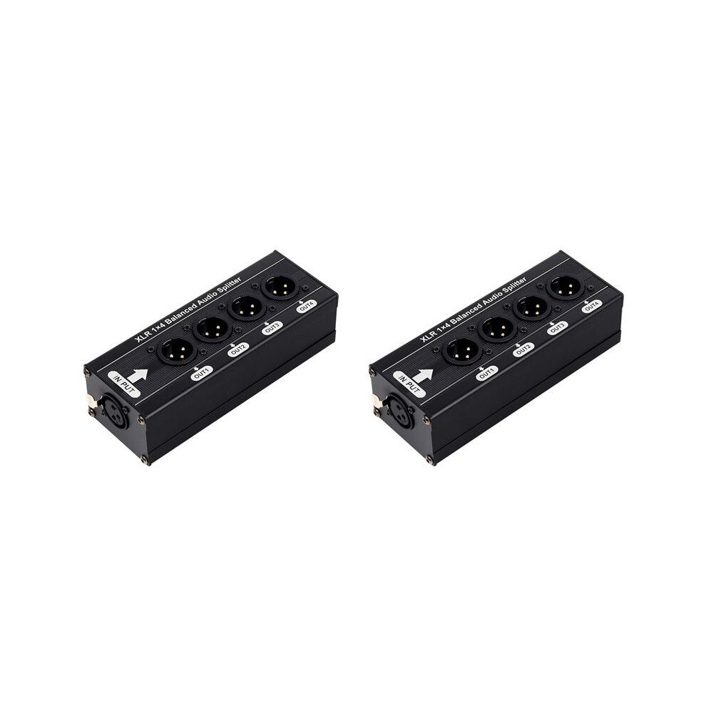 Photos - Car Amplifier 2X XLR 1x4 Balanced Audio Splitter 1 in 4 Out 3Pin XLR Audio Splitter Audio Signal Splitter Box No Power Supply Required