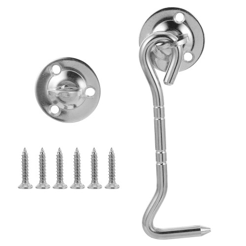 2Pcs Stainless Steel Windproof Window Hook Silver Durable Lock Hook
