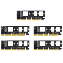 5X M.2 NVME SSD to PCIe 4.0 Adapter Card 64Gbps M-Key PCIe4.0 X16 for Desktop PC PCI-E GEN4