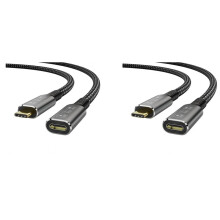 2X USB4 8K Cable 0.8M for 4 Compatible USB 4 Type-C Male to Female Extension Ultra HD 8K@60Hz 100W 40Gbps