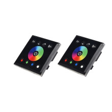2X DC12V-24V RGB / RGBW Wandmontage Touch Panel Controller Glazen Paneel Dimmer Controller voor LED Strips Lamp Zwart