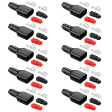Kit de 10 Connecteurs D'Alimentation 30 A à Connexion/Déconnexion Rapide avec Couvercle en PVC et Bornes en Cuivre Argenté