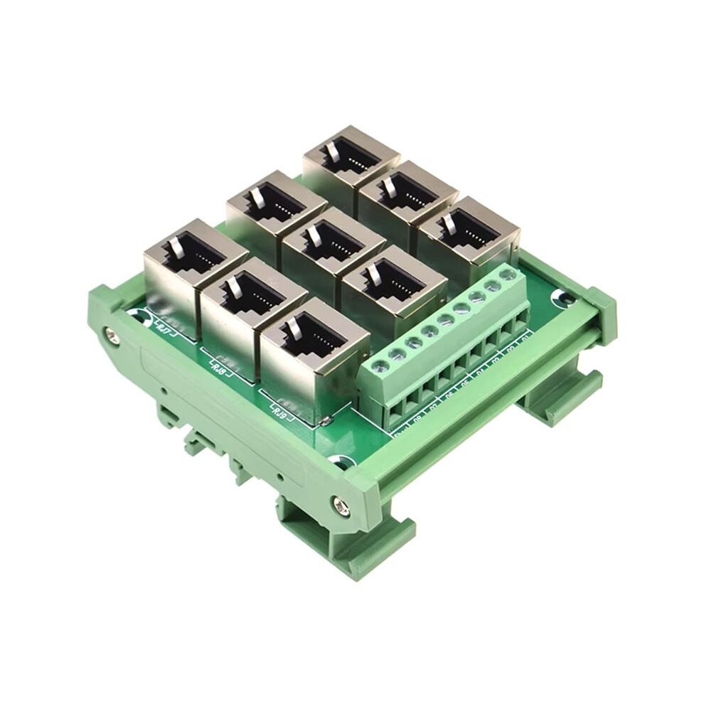 9 Way 9 Port Rj45 8P8c Female Socket To Terminal Block Adapter Pcb Board Network Port Rj45 Ethernet Connector Converter 6031904887576