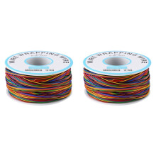 2X Tennpläterad Koppartråd, 8-Tråds Färgad Isoleringstestkabel P/N B-30-1000 250M 30AWG Förtennad Solid Kopparkabel