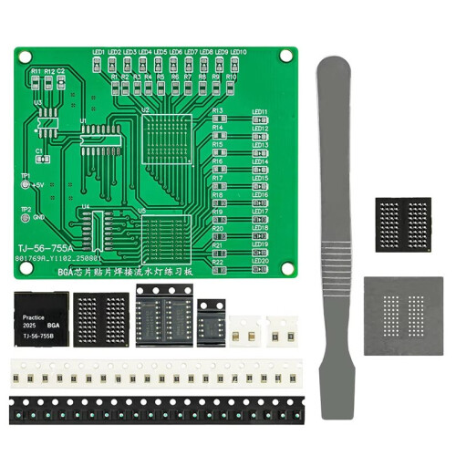 New BGA Chip SMD Component Soldering Practice Board Assembly Kit 555+4017 SMT LED Flowing Light Components