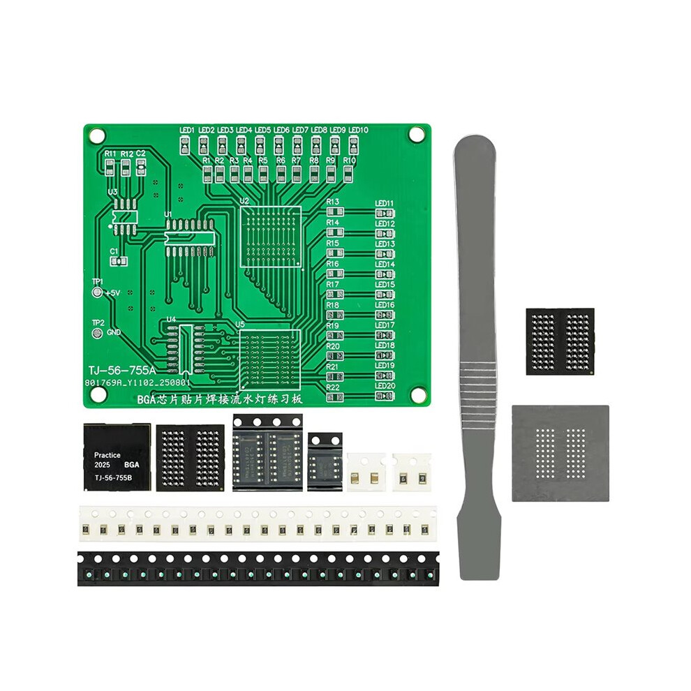 New Bga Chip Smd Component Soldering Practice Board Assembly Kit 555+4017 Smt Led Flowing Components Light 6031443109863