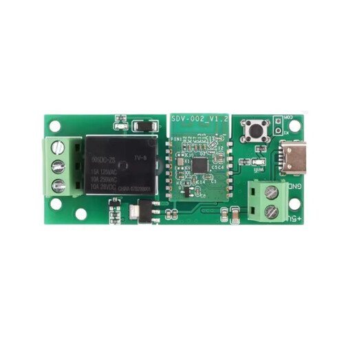 DC5V Single-Channel  WiFi Relay Module: Momentary-to-Hold, MicroLink APP Control with Type-C Interface