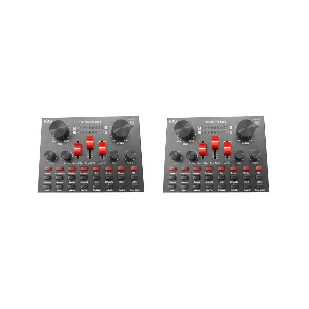 2X V8s Microphone Usb Rechargeable Dsp External Mixer Karaoke 3.5Mm Interface Sound Card Portable Live Broadcast Stereo 6032646151390